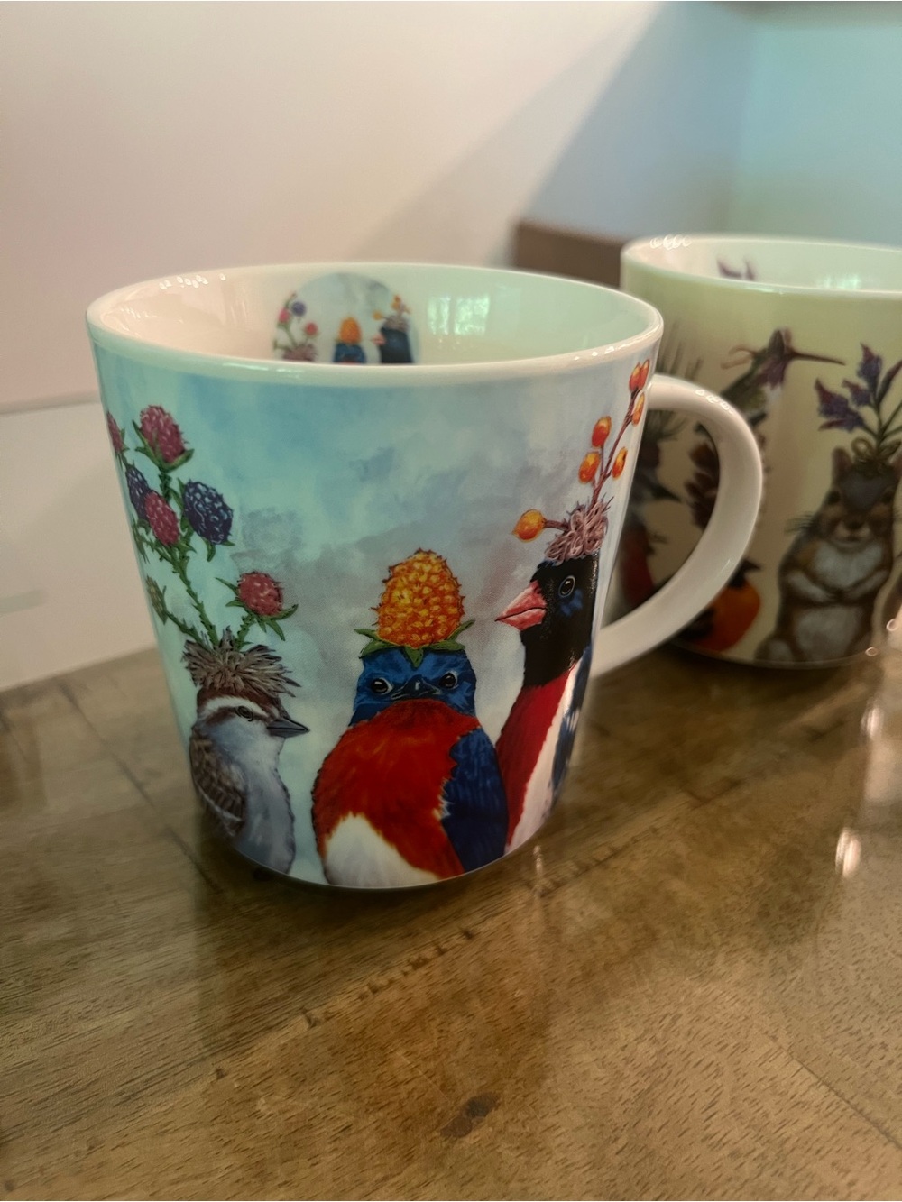 Set of 4 PPD Vicki Sawyer 16 oz Bone China bird squirrel mugs - Picture 2 of 10